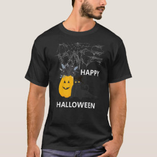 Cute Halloween Black Cat Witch Hat Pumpkin For Kid T-Shirt