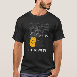 Cute Halloween Black Cat Witch Hat Pumpkin For Kid T-Shirt