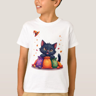 Cute halloween black kitten t-shirt