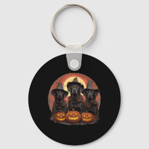 Cute Halloween Black Labrador Retriever Dogs Witch Key Ring