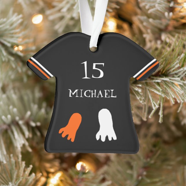 Cute Halloween Black, Orange, White Personalised Ornament (Tree)