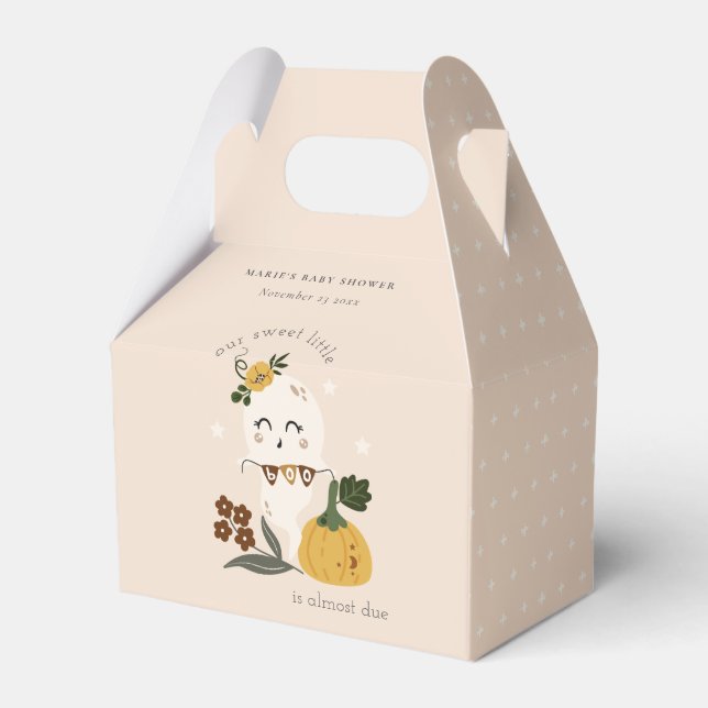 Cute Halloween Blush Ghost Little Boo Baby Shower Favour Box (Front Side)