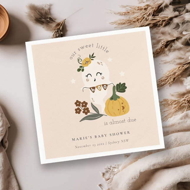 Cute Halloween Blush Ghost Little Boo Baby Shower Napkin (Creator Uploaded)