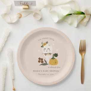 Cute Halloween Blush Ghost Little Boo Baby Shower Paper Plate
