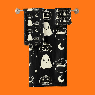 Cute Halloween Boo Ghost Pattern   Bath Towel Set