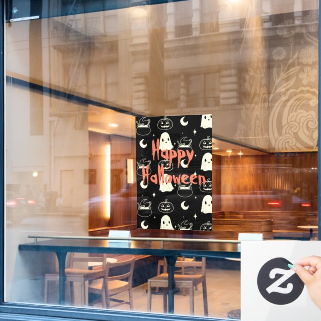 Cute Halloween Boo Ghost Pattern   Window Cling (Cafe Window)