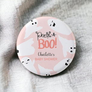 Cute Halloween boo ghosts pink baby shower  3 Cm Round Badge