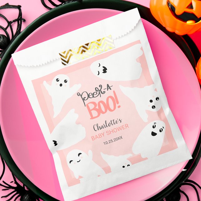Cute Halloween boo ghosts pink baby shower  Favour Bags (Cute Halloween boo ghosts pink baby shower Favor Bag)