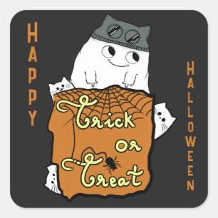 Cute Halloween Boo - Trick or Treat Halloween  Square Sticker