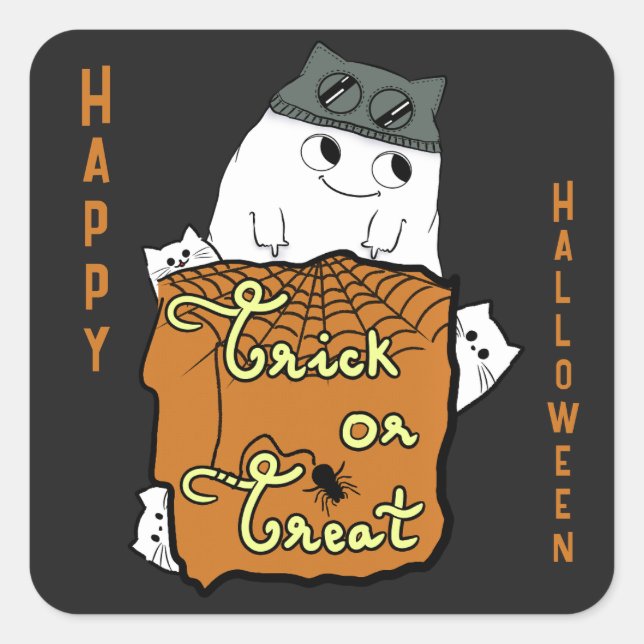 Cute Halloween Boo - Trick or Treat Halloween  Square Sticker (Front)