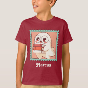 Cute Halloween Bookish Ghost Book Lover Kids T-Shirt