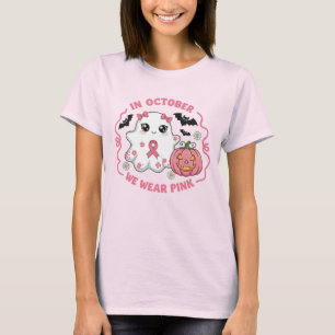 Cute Halloween Breast Cancer Awareness Ghost T-Shirt