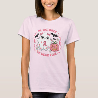 Cute Halloween Breast Cancer Awareness Ghost T-Shirt