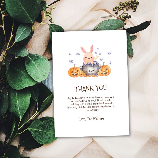 Cute Halloween Brewing Bunny Baby Shower Shower Thank You Card (Cute Halloween Brewing Bunny Baby Shower Shower Thank You Card)