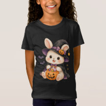 Cute Halloween Bunny Witch with Pumpkin Kids T-Shi