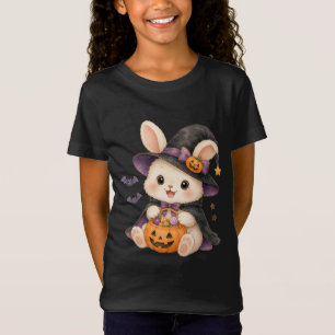 Cute Halloween Bunny Witch with Pumpkin Kids T-Shi T-Shirt