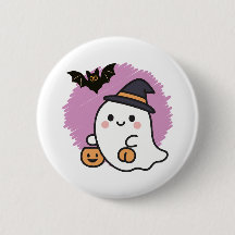 Cute Halloween Buttons & Pins Ghosts, Pumpkins