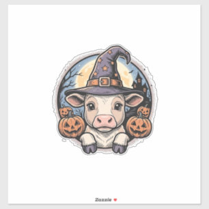 Cute Halloween Calf Witch Hat Vintage Engraving De