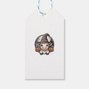 Cute Halloween Calf Witch Hat Vintage Engraving De Gift Tags