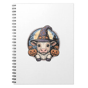 Cute Halloween Calf Witch Hat Vintage Engraving De Notebook