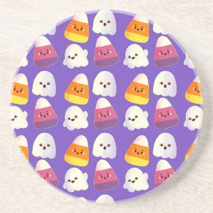 Cute Halloween Candy And Ghost Pattern Coaster