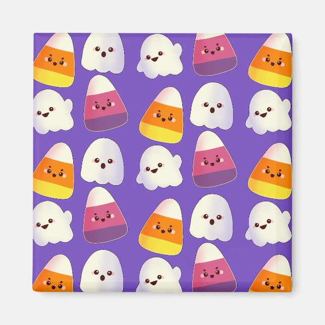 Cute Halloween Candy And Ghost Pattern Magnet (Front)