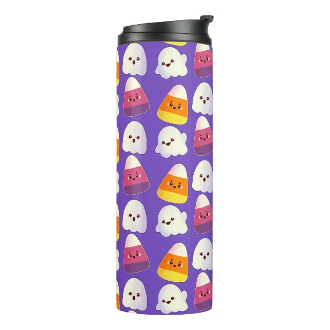 Cute Halloween Candy And Ghost Pattern Thermal Tumbler (Rotated Left)