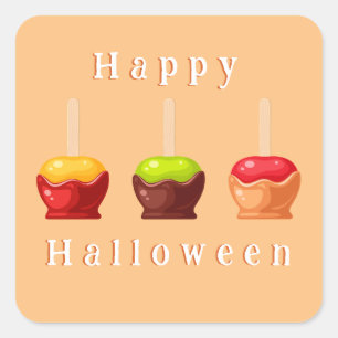 Cute Halloween Candy Apples Kids Party  Square Sticker