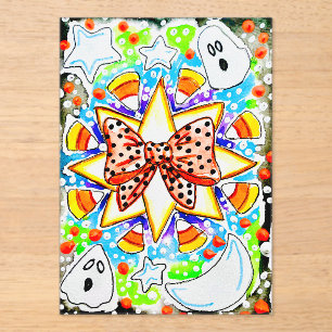 Cute Halloween Candy Corn Acrylic Invitations