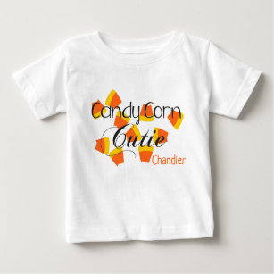 Cute Halloween Candy Corn Cutie Kids Name Baby T-Shirt