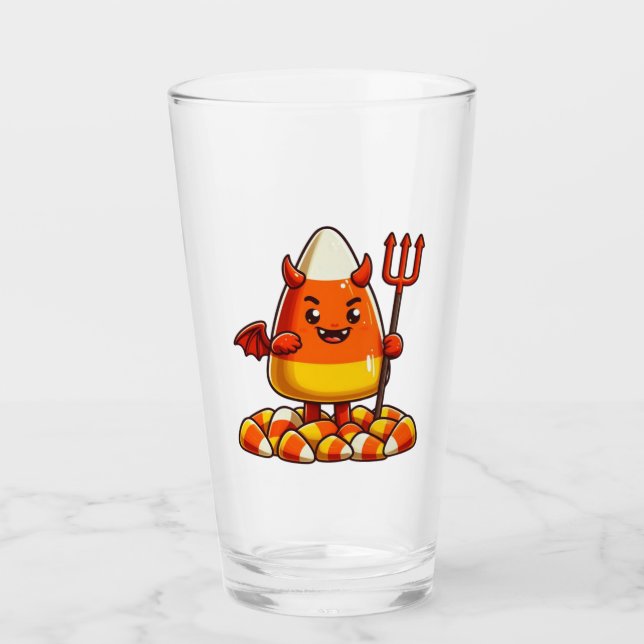 Cute Halloween candy corn monster Glass (Front)