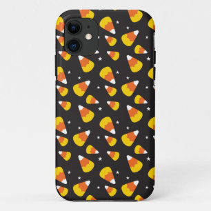 Cute Halloween candy corn on black pattern iPhone 11 Case