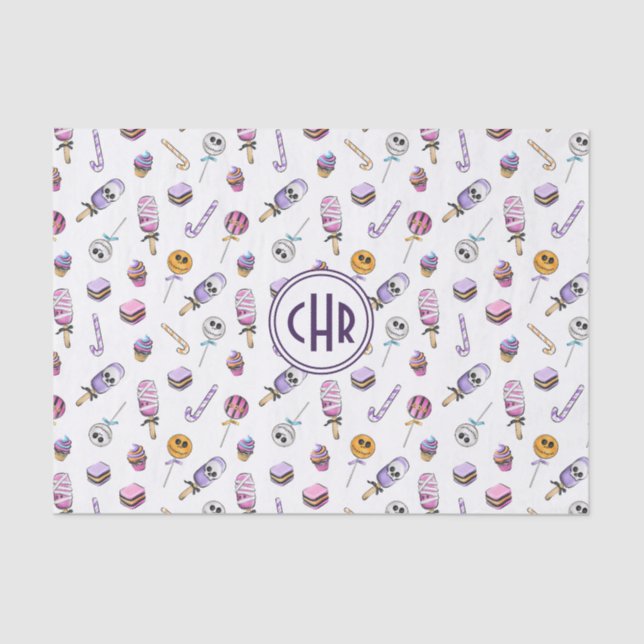 Cute Halloween Candy Treats Pattern Tissue Paper (Front)