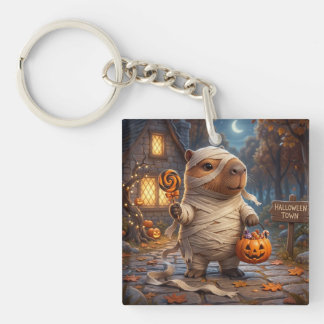 Cute Halloween Capybara Mummy Town Keyring