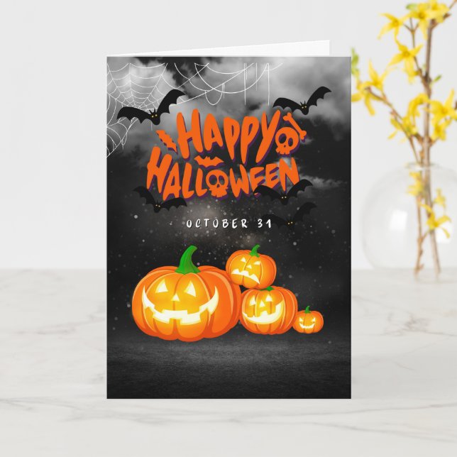 Cute Halloween Cards Ghosts, Pumpkins (Yellow Flower)