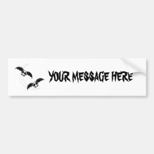 Cute Halloween Cartoon Bats With Moon Bumper Sticker
