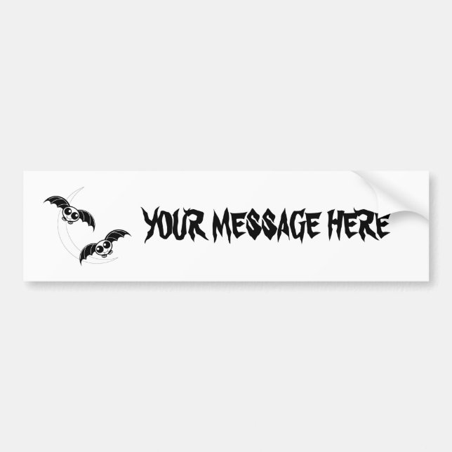 Cute Halloween Cartoon Bats With Moon Bumper Sticker (Front)