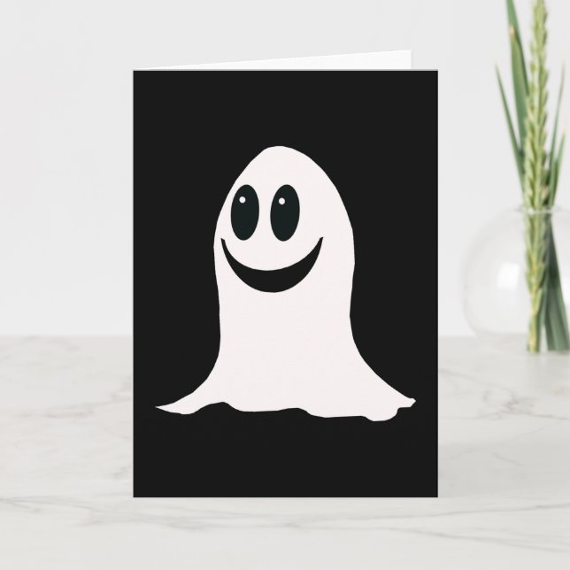 Cute Halloween Cartoon Ghost Card (Front)
