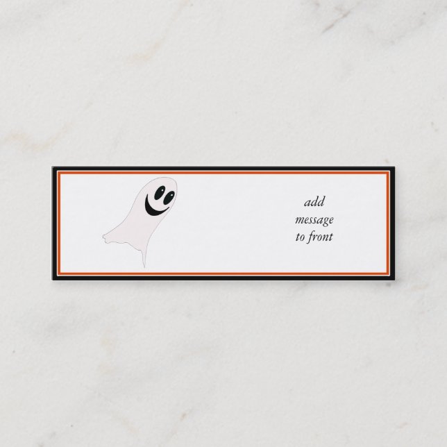 Cute Halloween Cartoon Ghost Mini Business Card (Front)