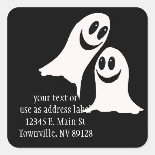 Cute Halloween Cartoon Ghosts Square Sticker