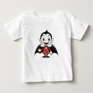 Cute Halloween Cartoon Vampire Character in Red Baby T-Shirt