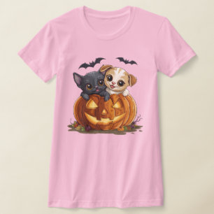 Cute Halloween Cat and Dog T-Shirt