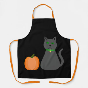 Cute Halloween Cat and Pumpkin Apron