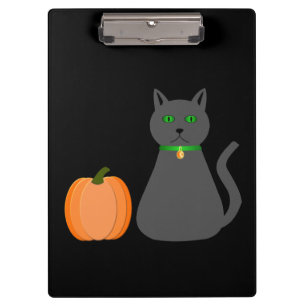 Cute Halloween Cat and Pumpkin Clipboard