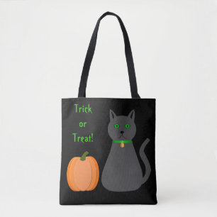 Cute Halloween Cat and Pumpkin Double Side Print Tote Bag