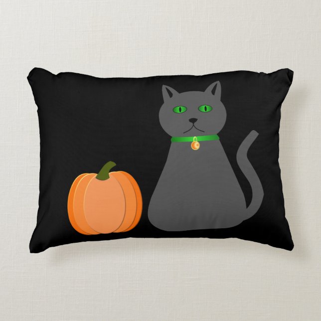 Cute Halloween Cat and Pumpkin Double sided Decorative Cushion (Front)
