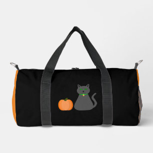 Cute Halloween Cat and Pumpkin Duffle Bag
