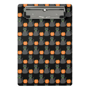 Cute Halloween Cat and Pumpkin Patterned Mini Clipboard