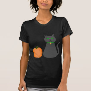 Cute Halloween Cat and Pumpkin T-Shirt