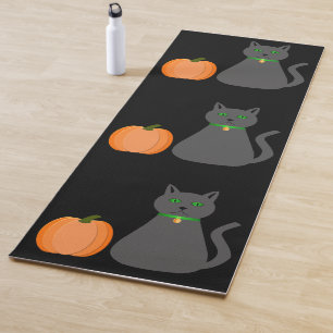 Cute Halloween Cat and Pumpkin Yoga Mat